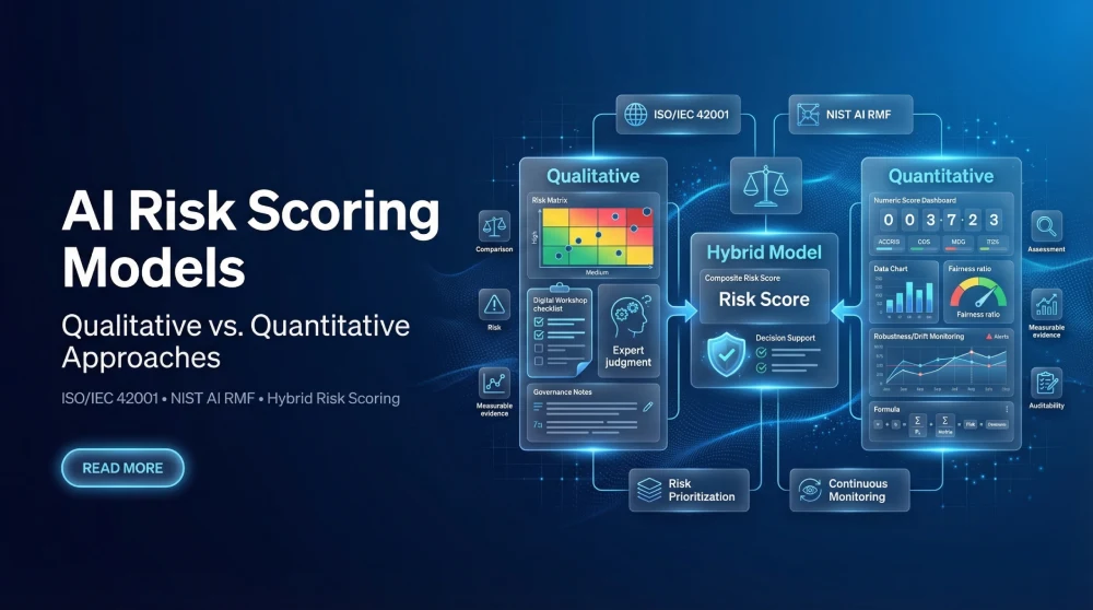 AI risk scoring comparison showing qualitative quantitative hybrid models